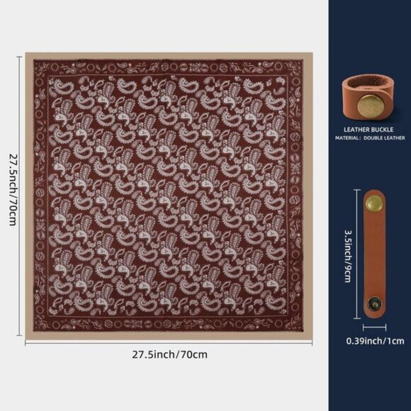 ⚡Men G-Brown Necktie 27.5 Inches Cowboy Scarves Pocket Square Silk Bandanas - Picture 3 of 8